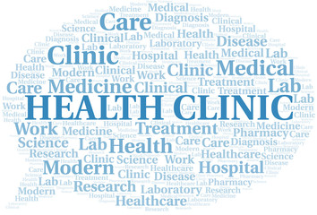 Health Clinic word cloud collage made with text only.