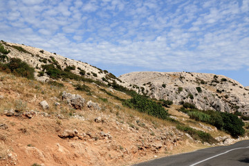 mountains  near Metajna, island Pag, Croatia
