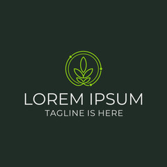 Logo design with natural themes and leaves as its symbol.