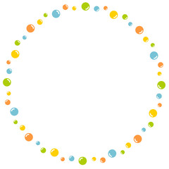 カラフルなシャボン玉　フレーム　丸