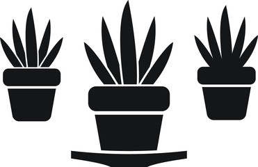 Fototapeta na wymiar Plant in pot, flower, exotic houseplant vector icon. gardening icon