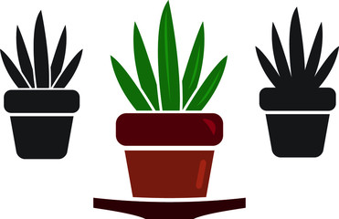 Plant in pot, flower, exotic houseplant vector icon. gardening icon