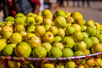 Fresh guava fruits in the street market