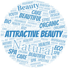 Attractive Beauty word cloud collage made with text only.