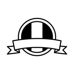 bastille day concept, decorative france flag round design and ribbon, line style