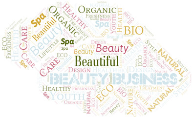 Fototapeta premium Beauty Business word cloud collage made with text only.