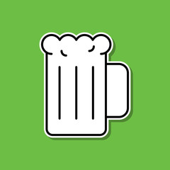 Mug of beer sticker icon. Simple thin line, outline vector of food and drink icons for ui and ux, website or mobile application