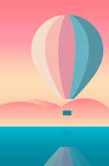 Fototapeta premium Creative concept abstract vector illustration aerostat air balloon in the sky