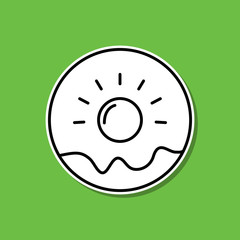 Donut sticker icon. Simple thin line, outline vector of food and drink icons for ui and ux, website or mobile application