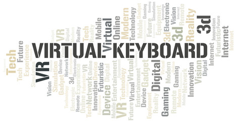 Virtual Keyboard word cloud collage made with text only.