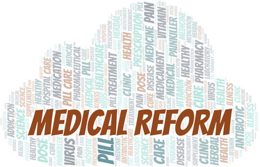 Medical Reform word cloud collage made with text only.