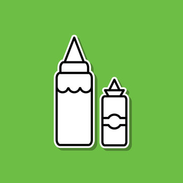 recommend clip art: Ketchup and mayonnaise sticker icon. Simple thin line, outline vector of food and drink icons for ui and ux, website or mobile application