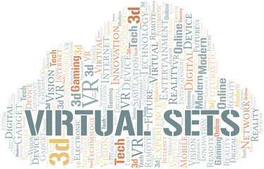 Obraz premium Virtual Sets word cloud collage made with text only.