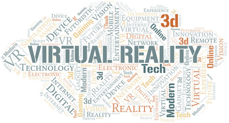 Fototapeta premium Virtual Reality word cloud collage made with text only.