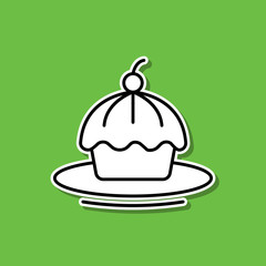 Cap cake sticker icon. Simple thin line, outline vector of food and drink icons for ui and ux, website or mobile application