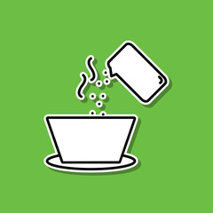 Salt the soup sticker icon. Simple thin line, outline vector of food and drink icons for ui and ux, website or mobile application