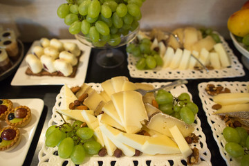 delicious cheese bar with grapes