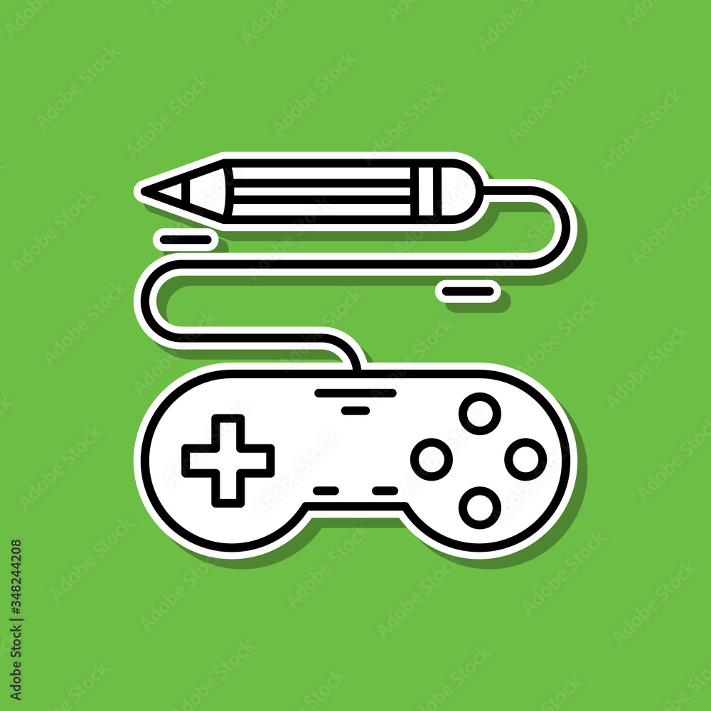 Poster game concept sticker icon. simple thin line, outline vector of game development icons for ui and ux,