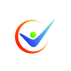 Human shape with check icon and logo