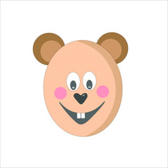 Baby bear, face with a smile vector. llustration for printing, backgrounds, wallpapers, covers, packaging, greeting cards, posters, stickers, textile and seasonal design. Isolated on white background.