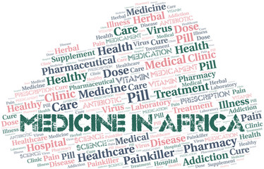Medicine In Africa word cloud collage made with text only.