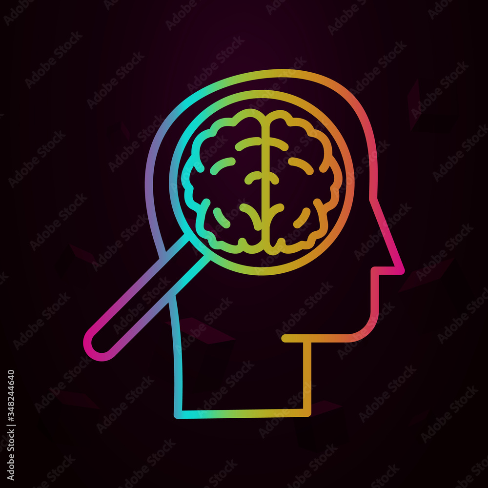 Aufkleber magnifier, had, brain nolan icon simple thin line, outline vector of business icons for ui and ux, w