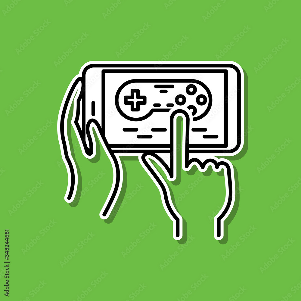 Poster mobile games sticker icon. simple thin line, outline vector of game development icons for ui and ux,