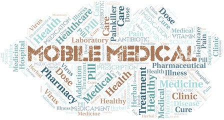 Obraz premium Mobile Medical word cloud collage made with text only.