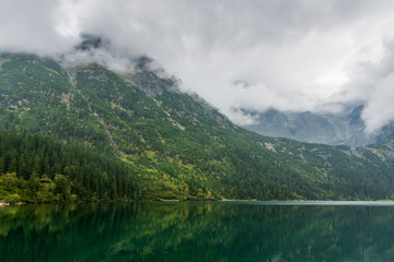 Lake in mountains. Morskie Oko (Sea Eye) Lake is the most popular place in High Tatra Mountains, Poland.