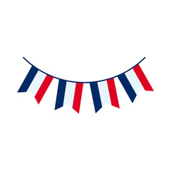 bastille day concept, decorative pennants with french flag colors design, flat style