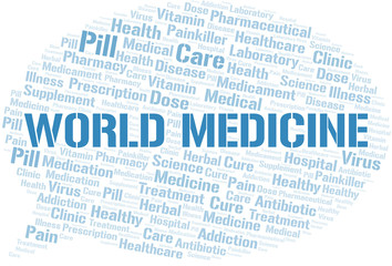 World Medicine word cloud collage made with text only.