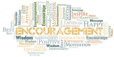 Encouragement word cloud collage made with text only.