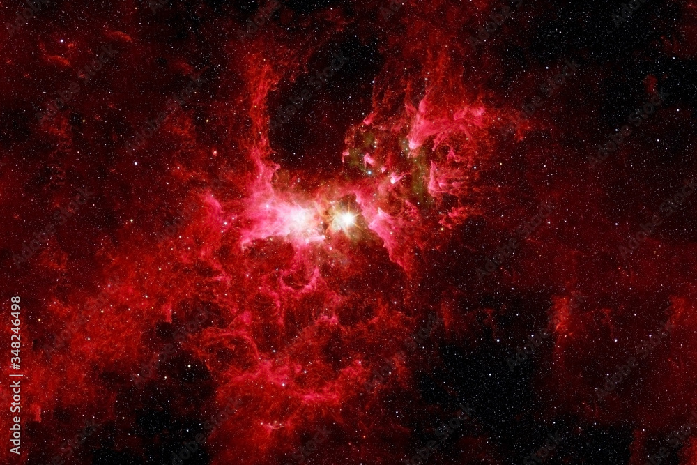 Poster red galaxy in deep space. elements of this image were furnished by nasa.