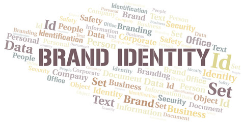 Brand Identity word cloud collage made with text only.