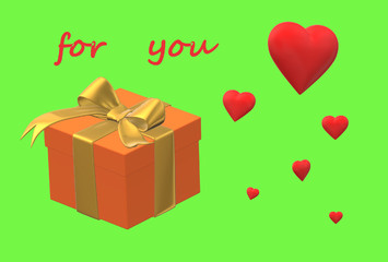 gift box with ribbon and heart for U