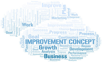 Improvement Concept word cloud collage made with text only.