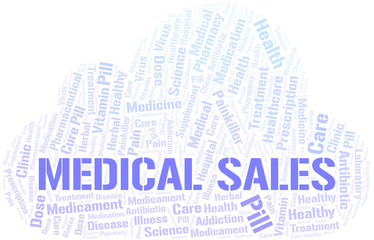 Obraz premium Medical Sales word cloud collage made with text only.