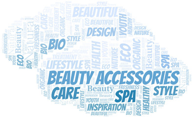 Fototapeta premium Beauty Accessories word cloud collage made with text only.
