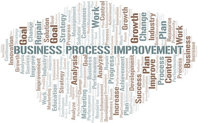 Fototapeta premium Business Process Improvement word cloud collage made with text only.