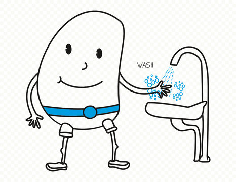 Funny Cartoon Character Campaign To Wash Our Hands