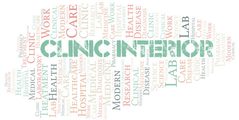 Fototapeta premium Clinic Interior word cloud collage made with text only.