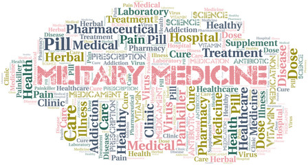 Fototapeta premium Military Medicine word cloud collage made with text only.
