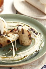 heart palm palmito on plate gourmet dish