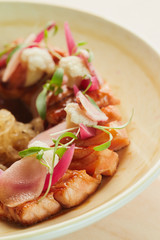 salmon tartare with germinated seeds