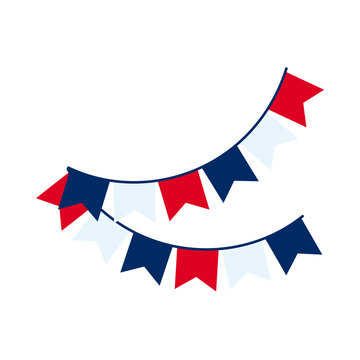 bastille day concept, decorative pennants with france flag design, flat style