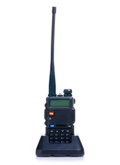 Portable walkie talkie on a white background isolation