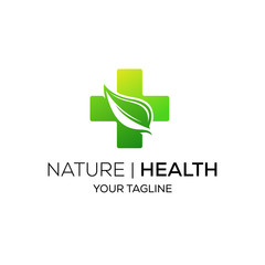 Nature fresh green leaf health medical logo