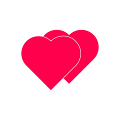 Two red hearts icon. Vector Illustration