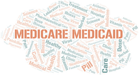 Obraz premium Medicare Medicaid word cloud collage made with text only.