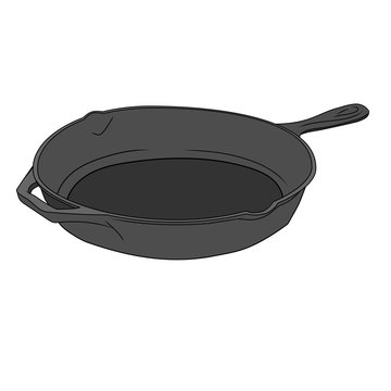 Illustration of Iron Cast Pan. Flat Color.JPEG image